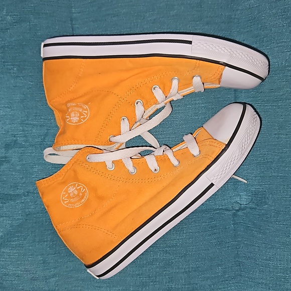 VGC Dunlop orange kids size 1 canvas Converse style high top vintage trainers - Picture 8 of 14
